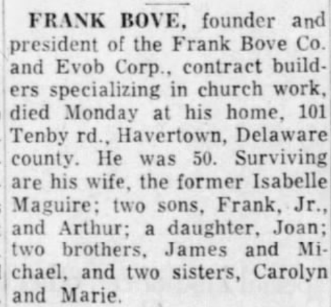 Frank Bove dies